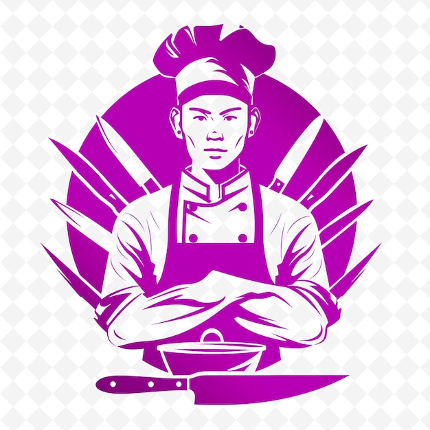 PSD a chef with a purple background and a chefs hat