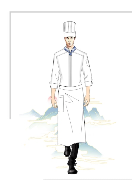 PSD 요리사 작업복 유니폼 작업복 의류 스타일 개념