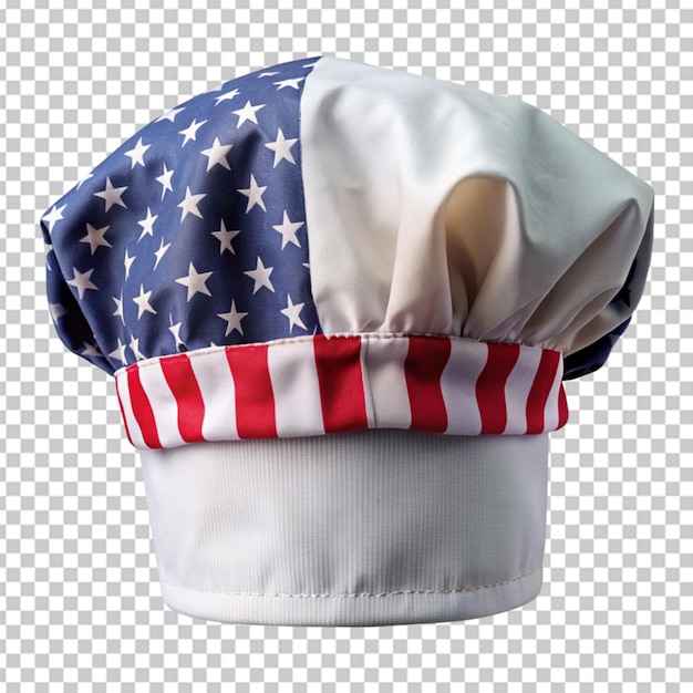 PSD cheff cap with american us flag colors transparent background
