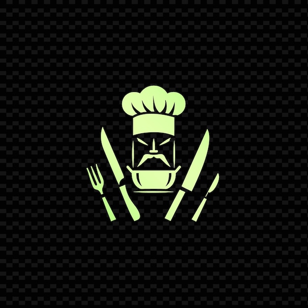 PSD a chefs head with a knife and fork on it