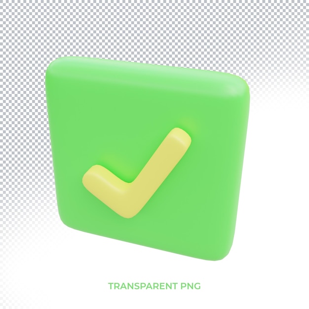 chek mark box 3d icon with transparent background