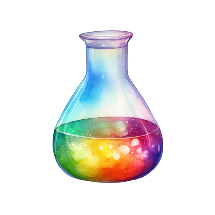 PSD chemical liquid in flask isolated on a transparent background
