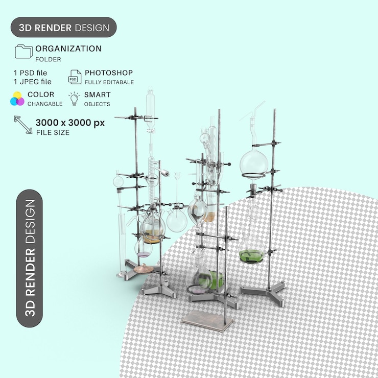 PSD chemistry_laboratory_chemical_experimental_flask_17