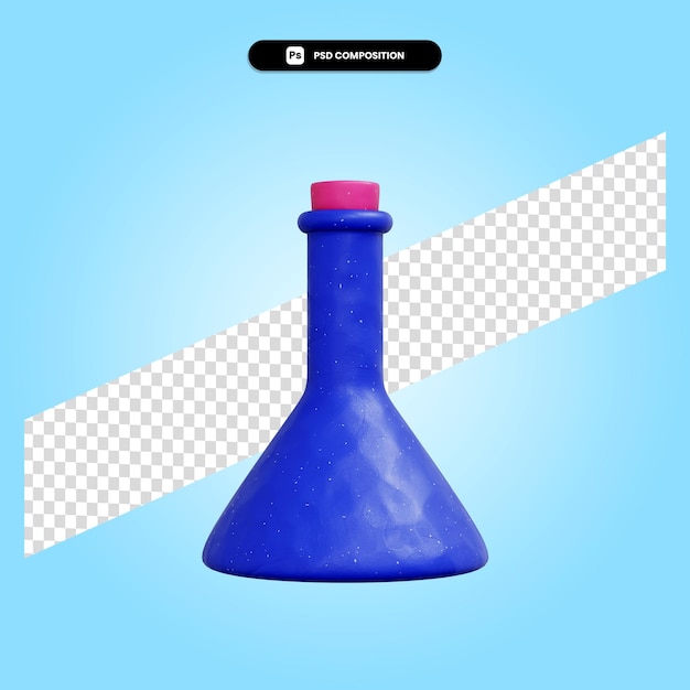 PSD chemistry test tube 3d render illustration isolated