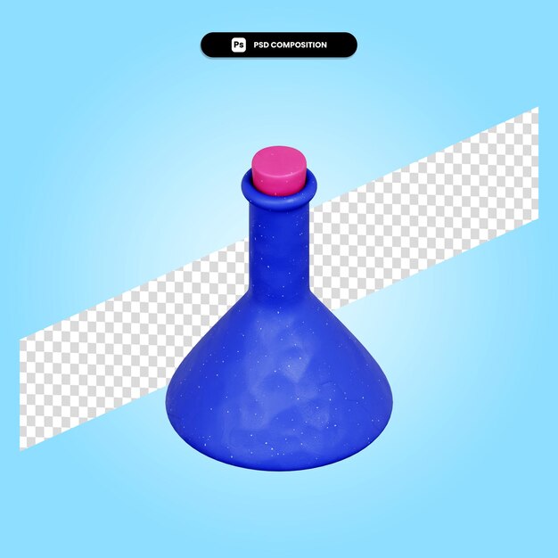 Chemistry test tube 3d render illustration isolated