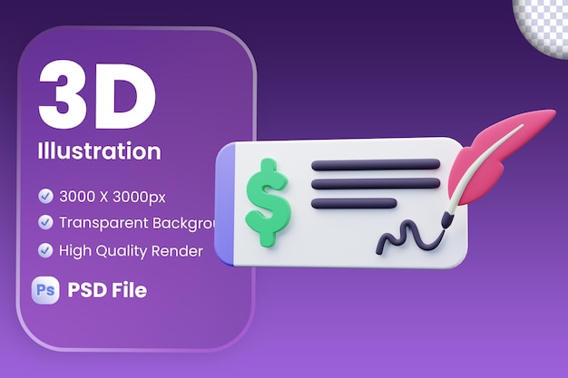 Cheque payment 3d icon