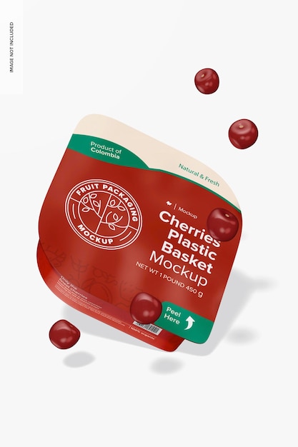 Cherries plastic basket mockup