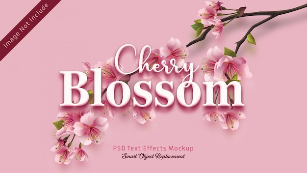 PSD cherry blossom 3d text effects mockup