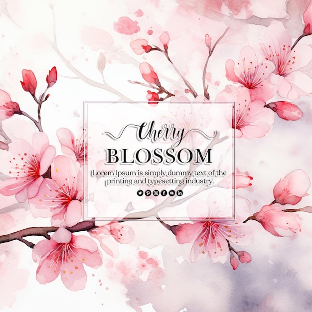 PSD cherry blossom banner and background