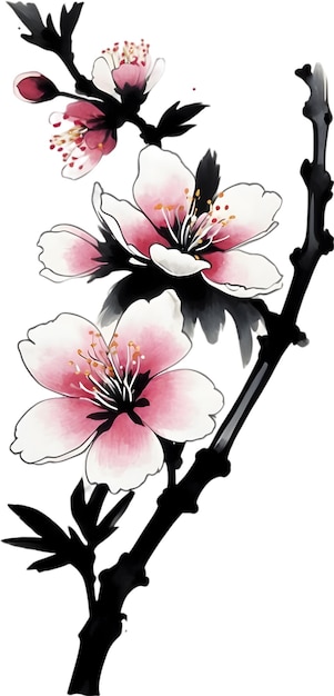 PSD cherry blossom flower branch