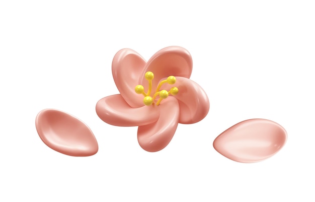 PSD illustrazione emoji cherry blossom sakura petalo semplice e carino isolato