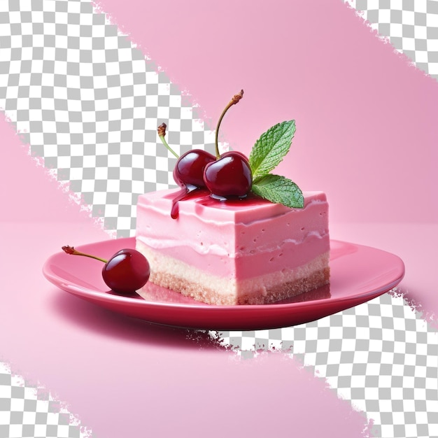 PSD cherry cheesecake op transparante achtergrondplaat zelfgemaakt