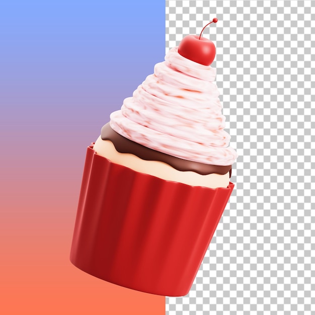 PSD cupcake di ciliegie illustrazione 3d