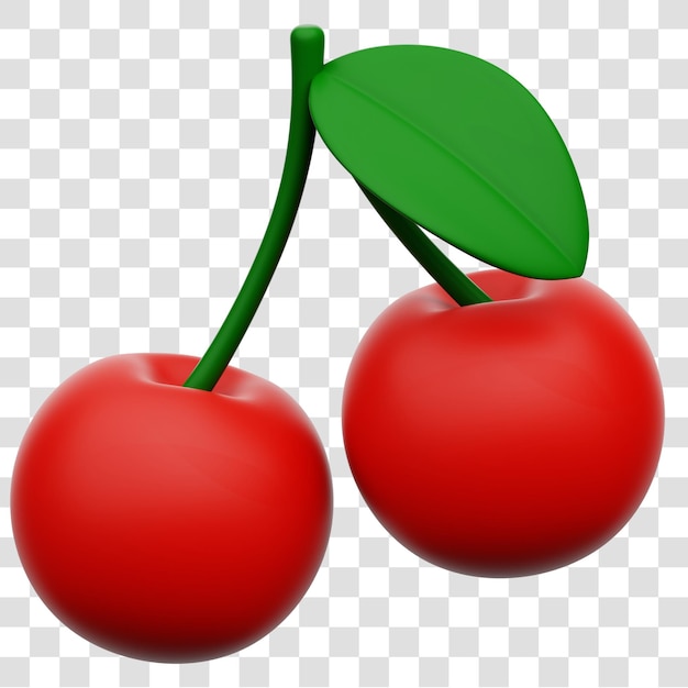 PSD cherry fruit 3d icon rendering isolated transparent background