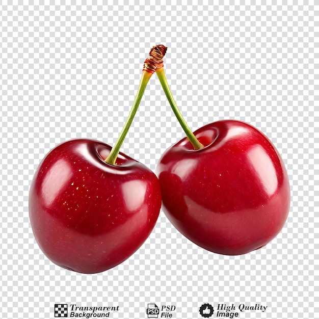 Cherry fruit fruit two cherries on a white isolated on transparent background