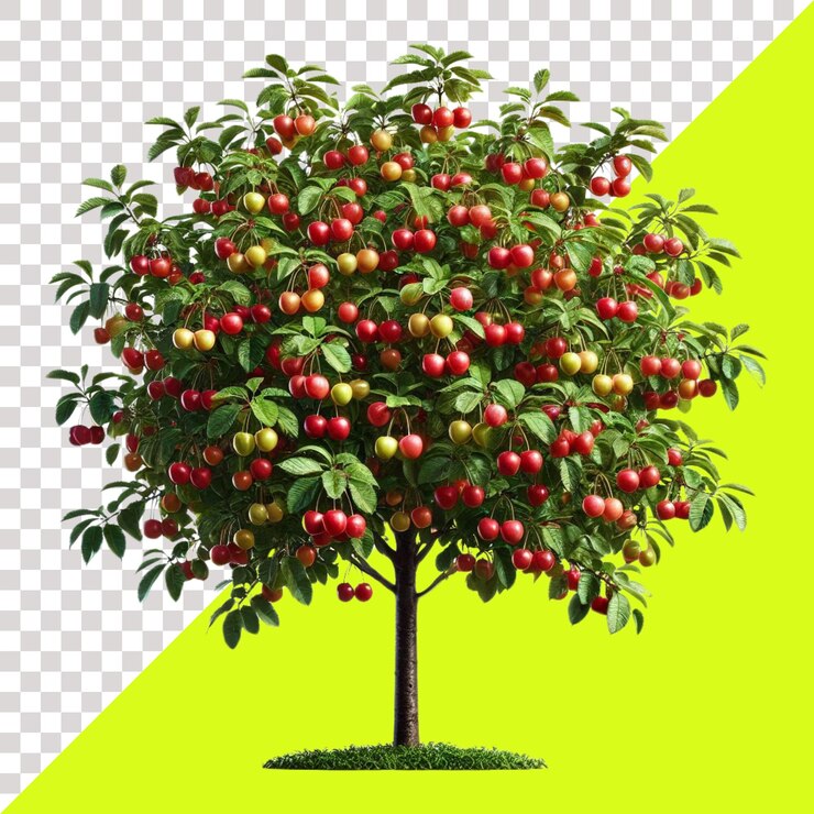 PSD cherry fruits tree isolated on a transparent background