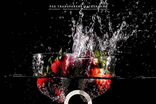 PSD cherry juice splash on transparent background