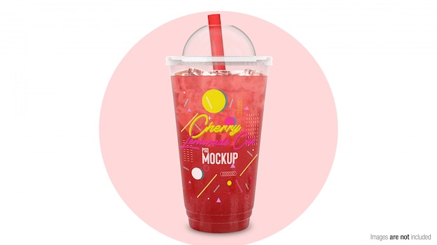Cherry lemonade in plastic container
