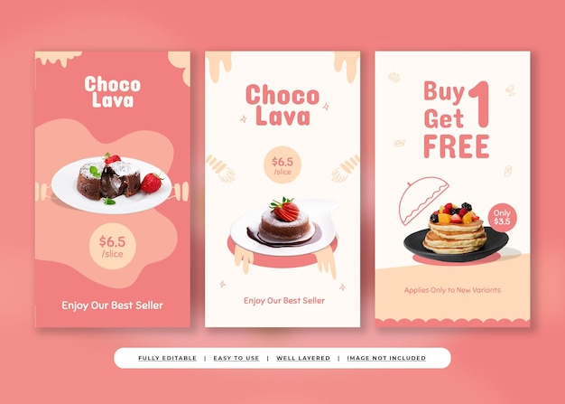 PSD cherry sweet playful dessert shop instagram story