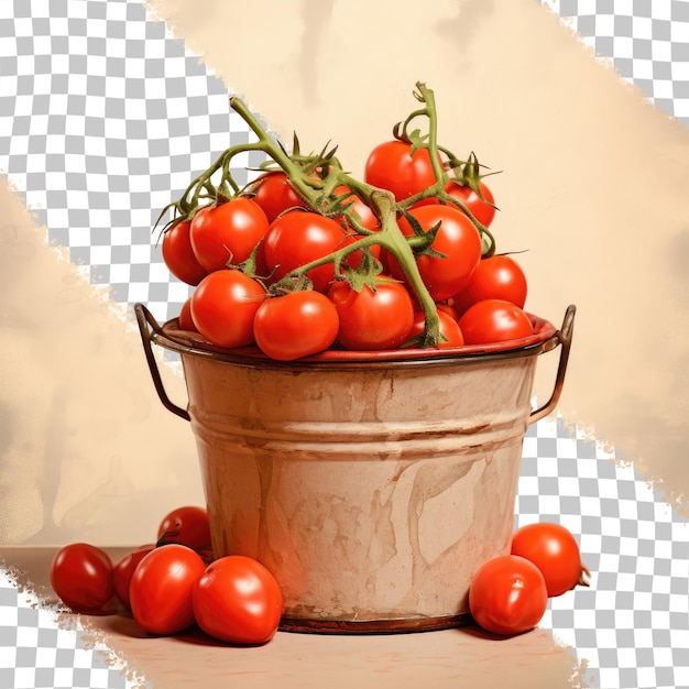 PSD cherry tomatoes on mud pot