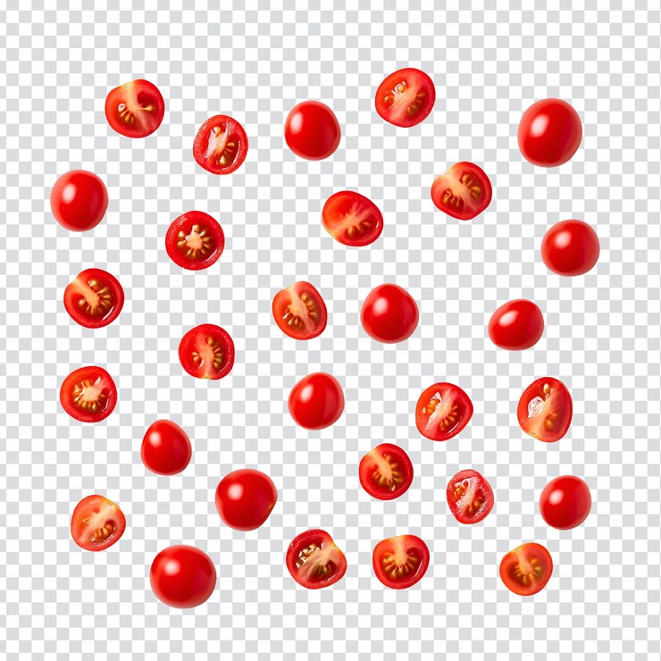 PSD cherry tomatoes scattered