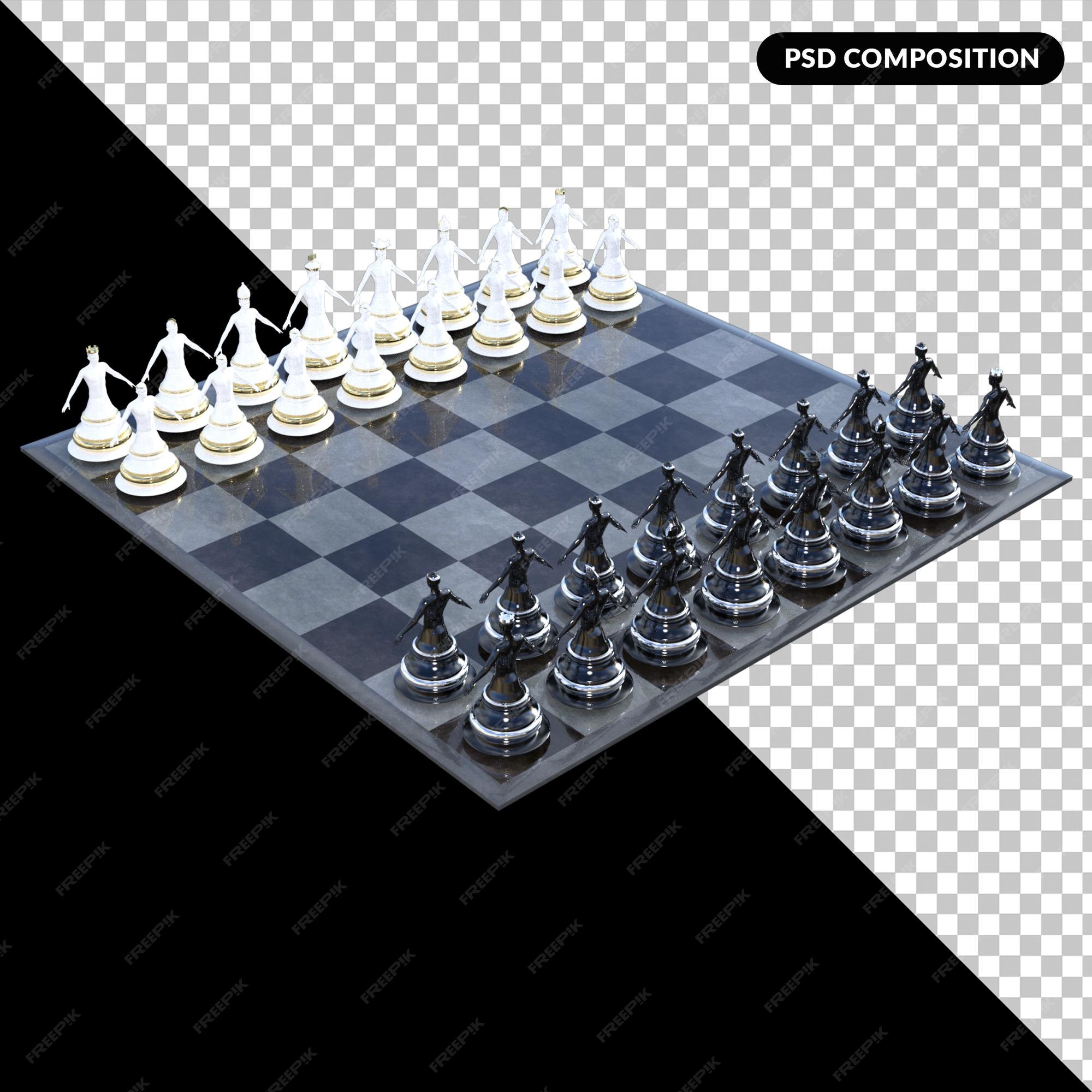 Premium PSD  Chess board on transparent background 3d rendering  illustration