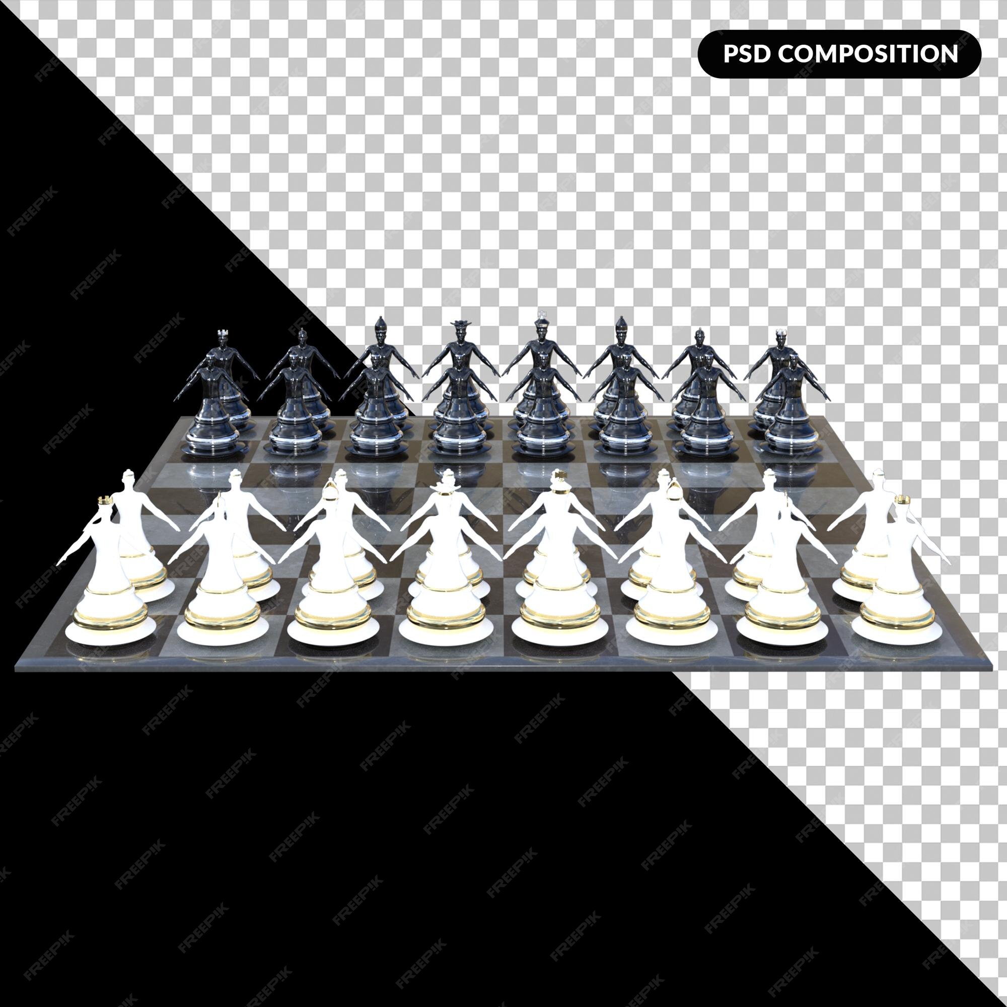 Premium PSD  Chess board isolated on transparent background 3d rendering  illustration