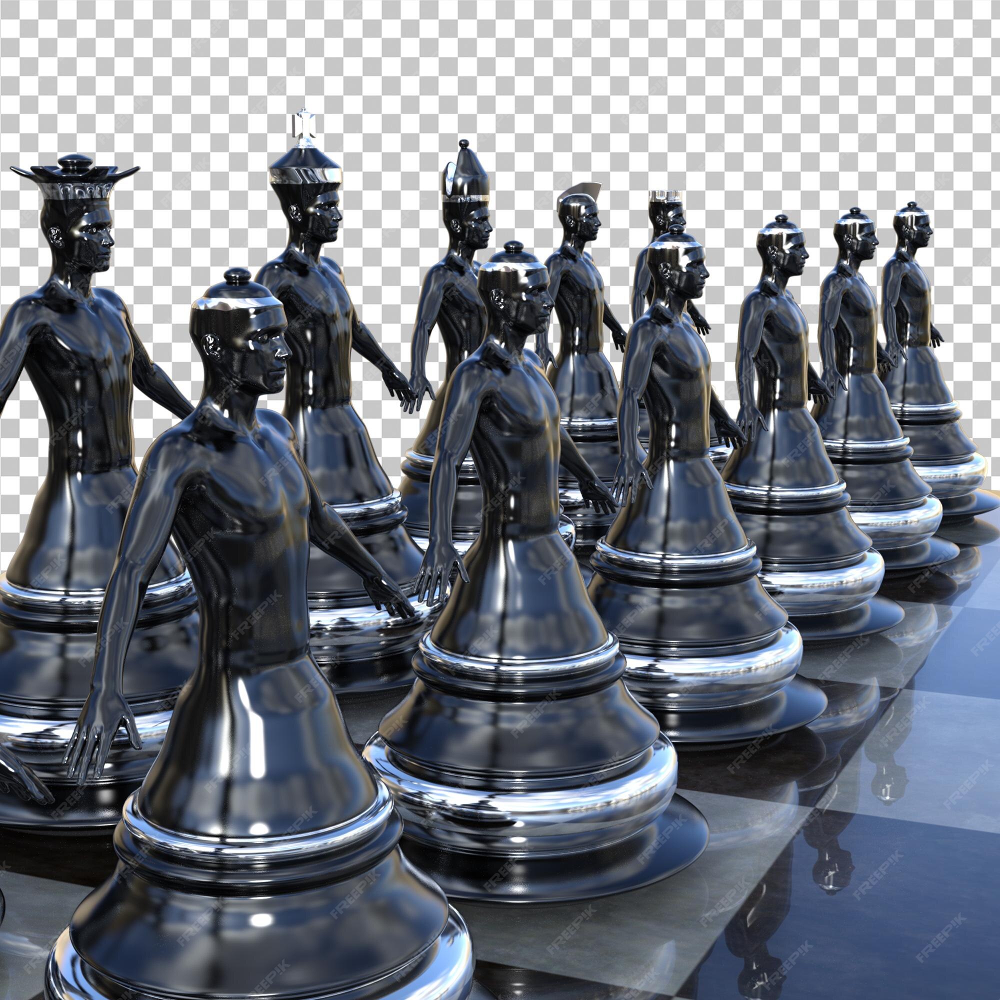 Premium PSD  Chess board isolated on transparent background 3d rendering  illustration