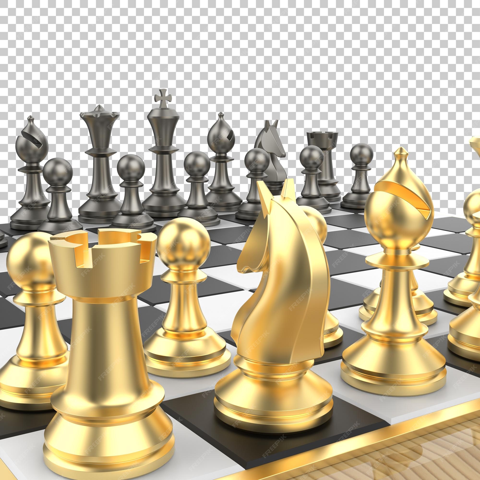 Premium PSD  Chess board isolated on transparent background 3d rendering  illustration