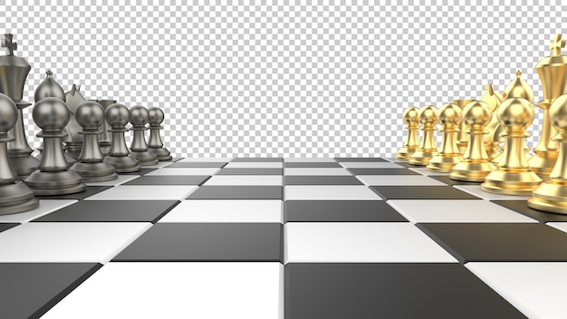 PSD chess board isolated on transparent background 3d rendering illustration