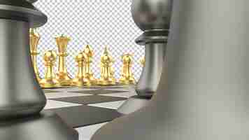 PSD chess board isolated on transparent background 3d rendering illustration