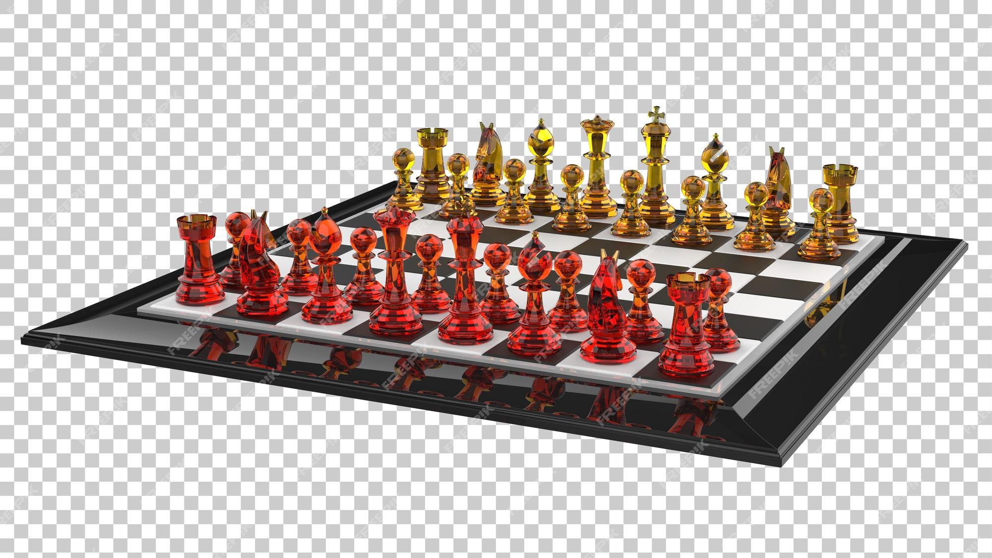 Premium PSD  Chess board on transparent background 3d rendering  illustration