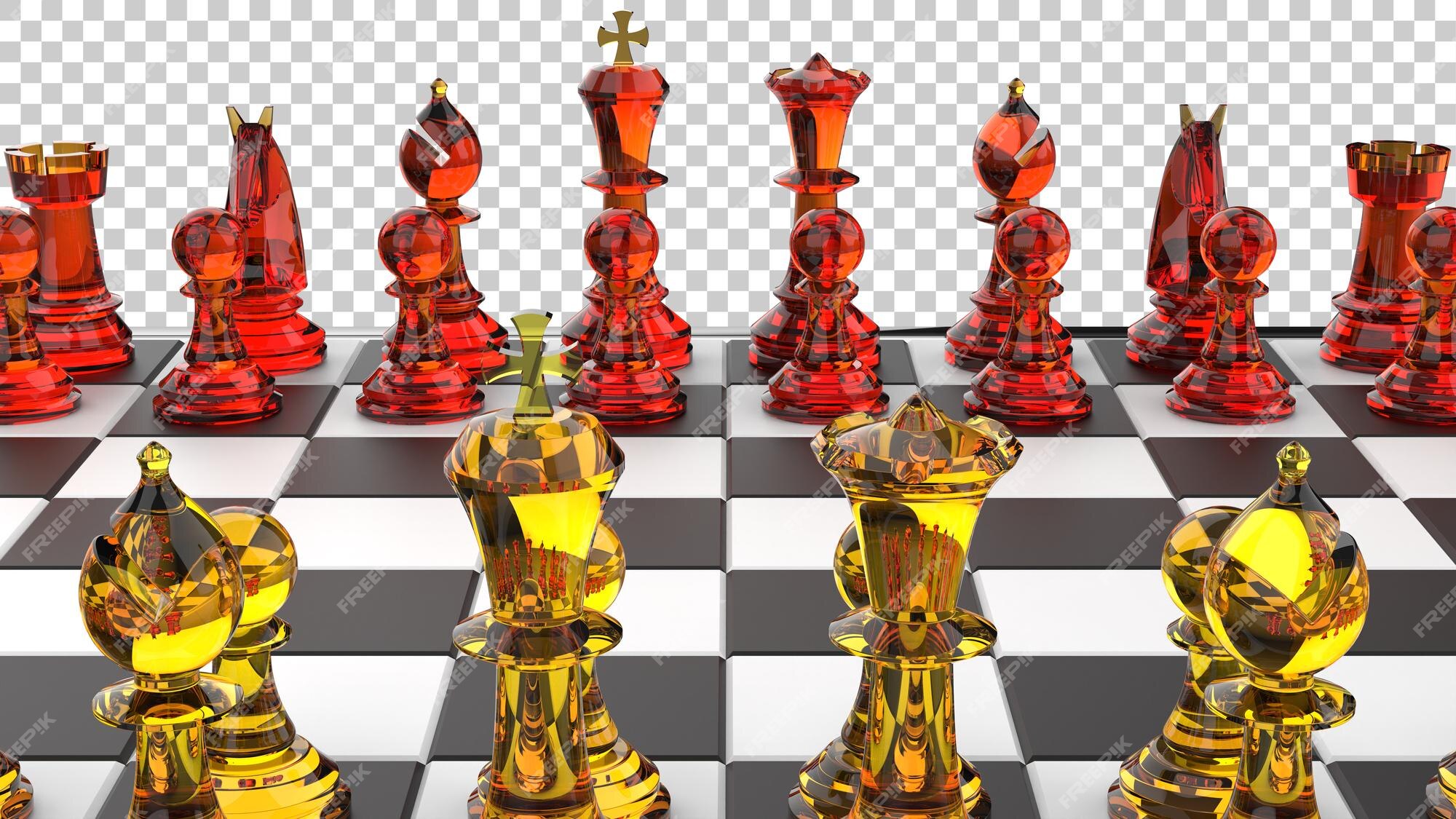 Premium PSD  Chess board isolated on transparent background 3d rendering  illustration