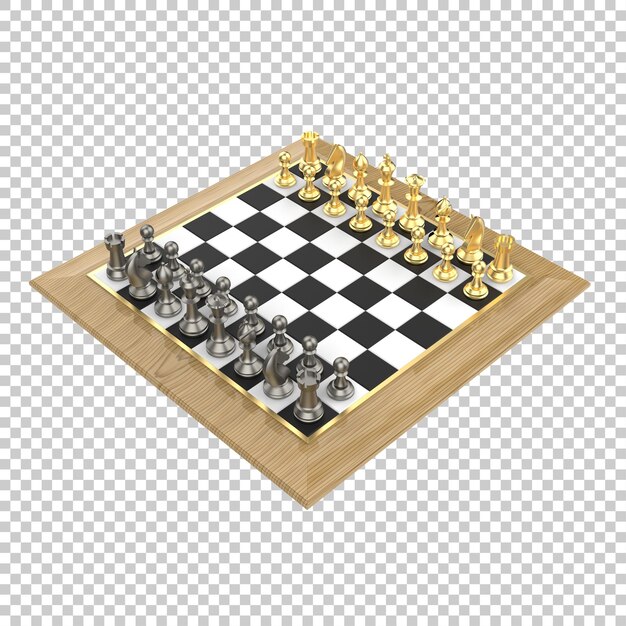 Chess board on transparent background 3d rendering illustration