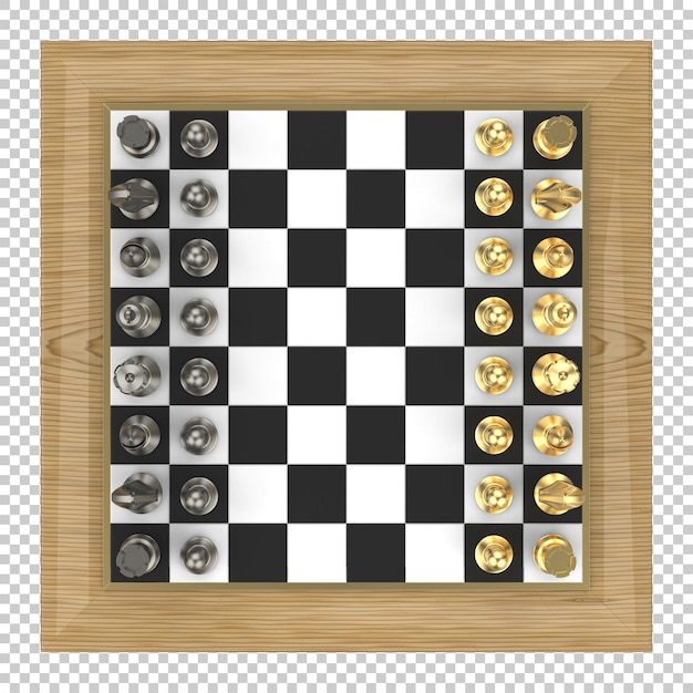 Chess board on transparent background 3d rendering illustration
