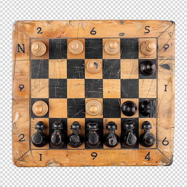 Chess board wood shell check isolated on transparent background