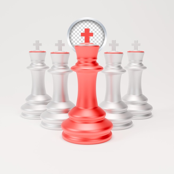 PSD chess game 3d icon with red king symbol