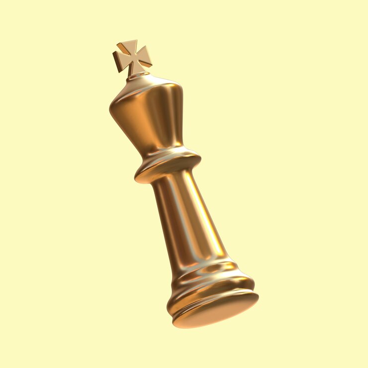 PSD chess king piece gold 3d render png