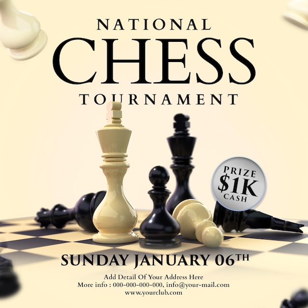 PSD chess tournament flyer template premium psd