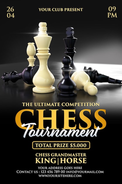 PSD chess tournament flyer template premium psd