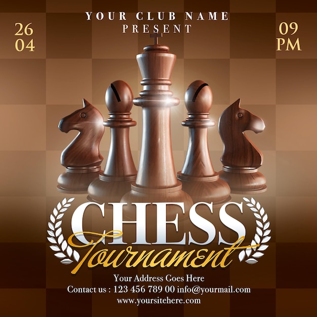Chess tournament flyer template premium psd