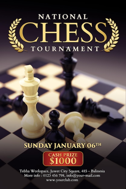 PSD chess tournament flyer template premium psd