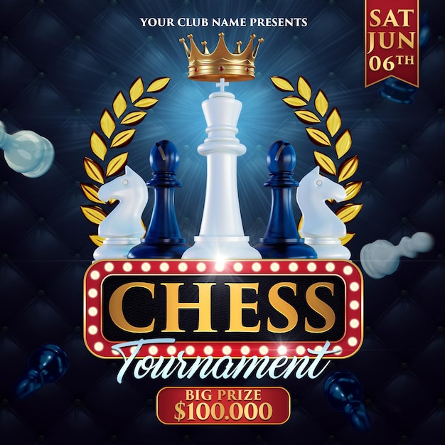 PSD chess tournament flyer template premium psd