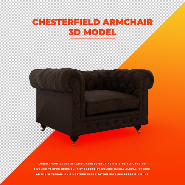 Chesterfield 안락 의자 3d 고립 된 모델