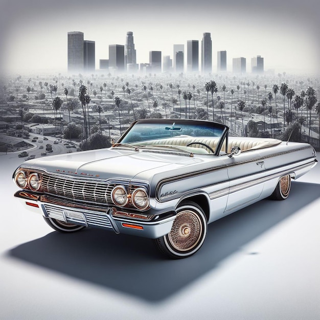 PSD chevy impala 1964 classic v8 muscle car pic hiperealistyczny vintage poster