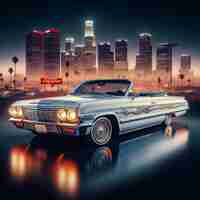 PSD chevy impala 1964 classic v8 muscle car pic hyperealistic vintage poster