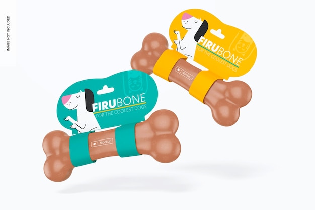 Chewing bone with label mockup, floating