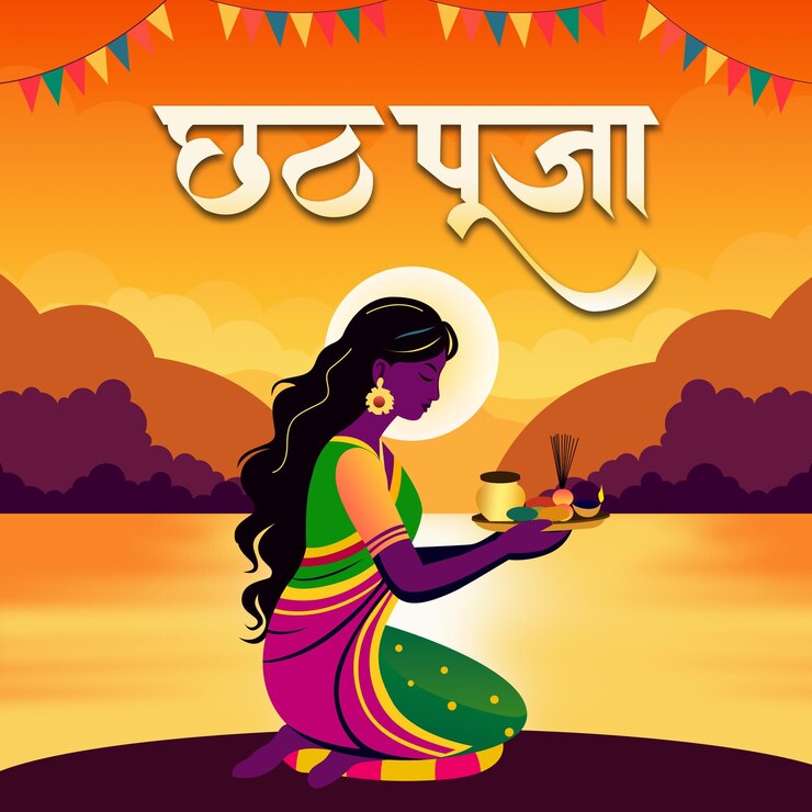 PSD chhath puja shuvkamana vector graphic