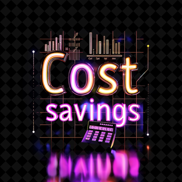 PSD chic neon radiance of cost savings text with neon white and png y2k decorative sale post designs