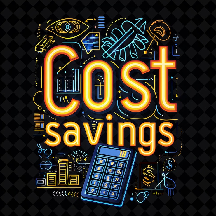 PSD chic neon radiance of cost savings text with neon white and png y2k decorative sale post designs